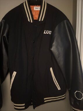 lug Black Varsity Jacket with Cream Trim